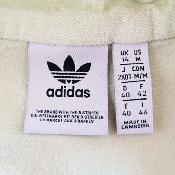 Adidas Originals Light Green Velvet Crop Zip-up Track Jacket - Size M - Picture 5 of 12
